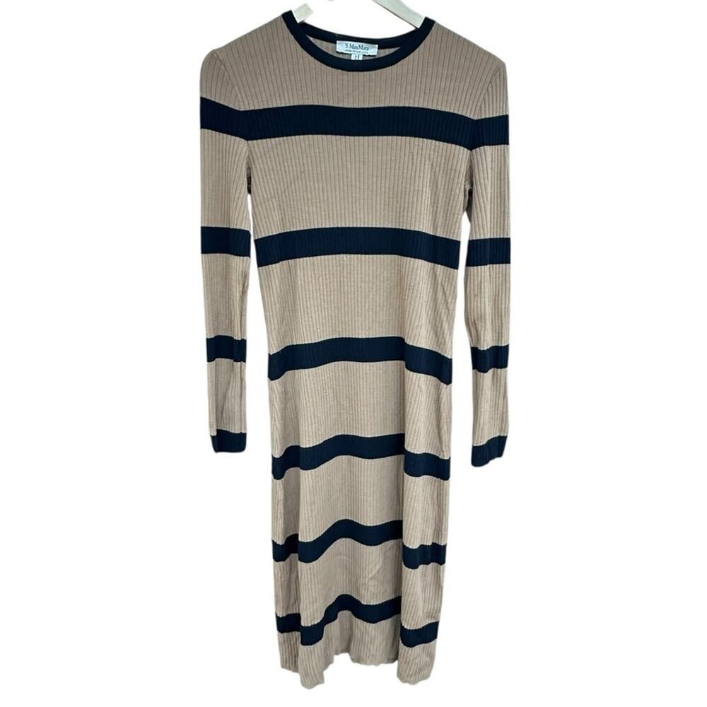 S Max Mara Wool Striped Ribbed Sweater Dress Estimated Sz S